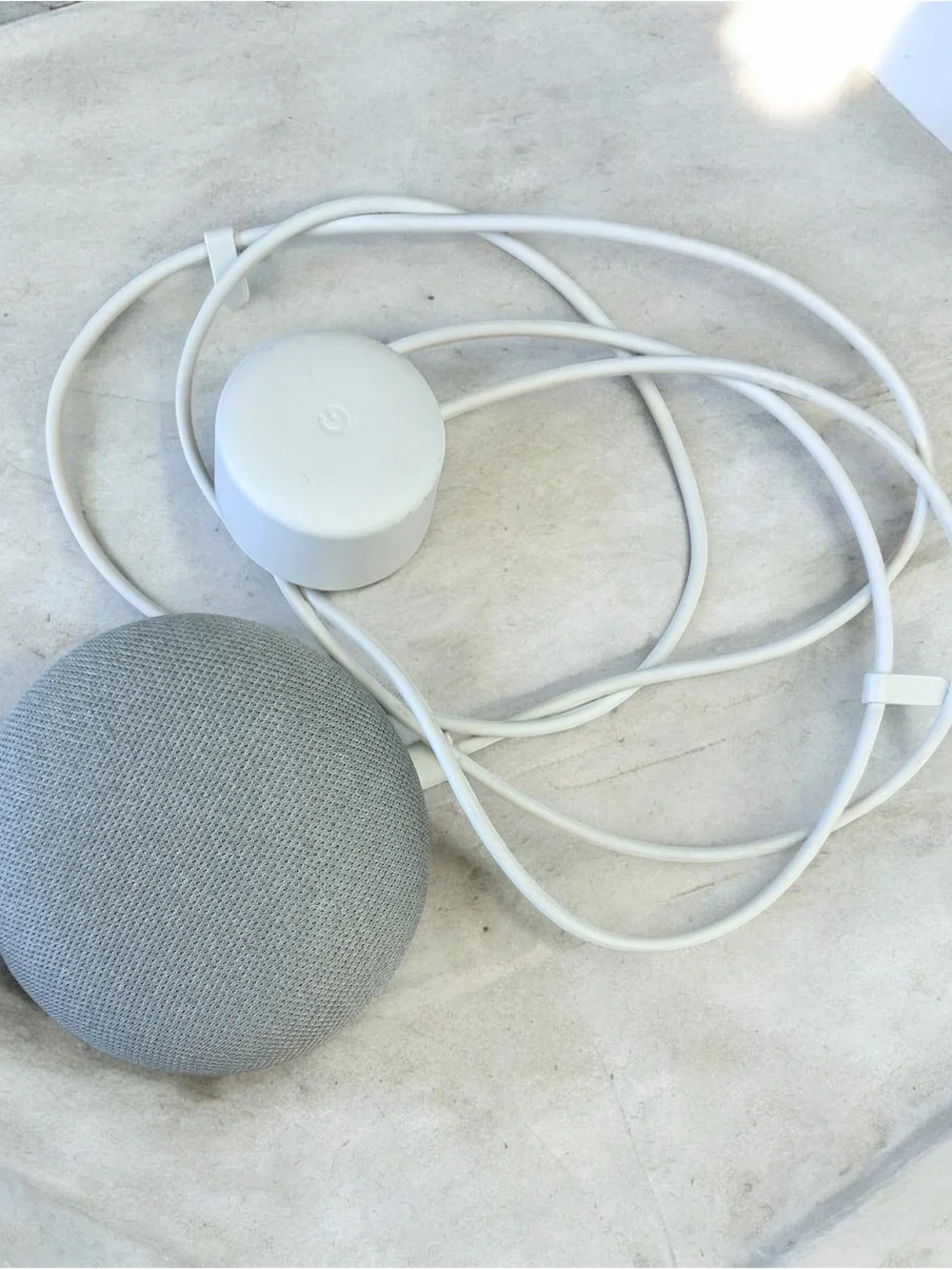 Google Home Mini Smart Speaker – Chalk/Gray – With Power Adapter